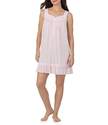 Eileen West Solid Sleeveless Sweetheart Neck Woven Short Nightgown