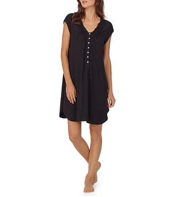 Eileen West Solid Tencel Modal Jersey Cap Sleeve V-Neck Nightshirt