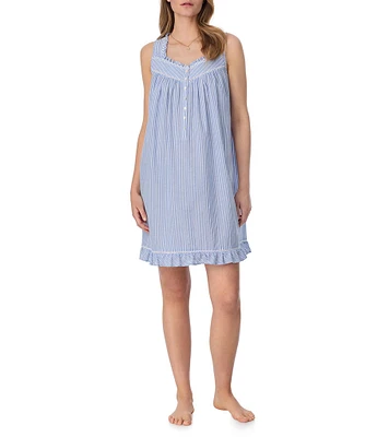 Eileen West Stripe Print Sleeveless Sweetheart Neck Woven Chemise