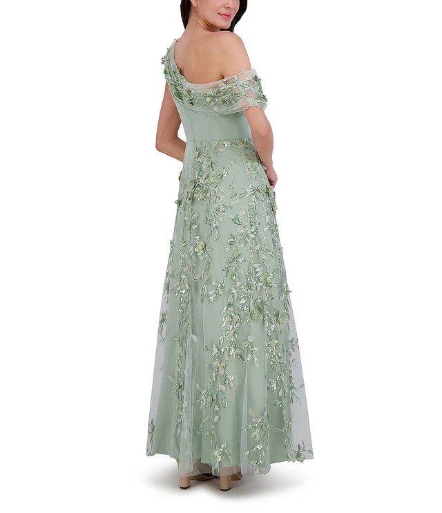 Eliza J Organza Floral Ball Gown Eliza J Women's Midi Style Floral