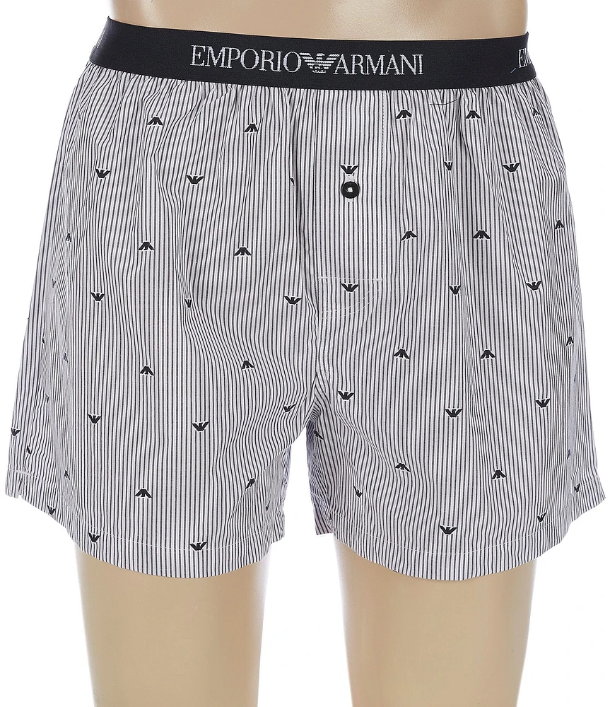 Emporio Armani Eagle Logo Classic Striped Woven Boxers