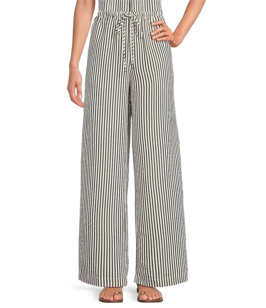 Every Coordinating Knit Striped Mid Rise Gaucho Wide Leg Pants