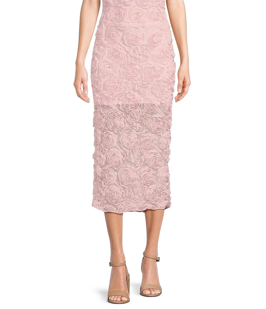 Evolutionary Rosette Printed Mesh Coordinating Midi Skirt