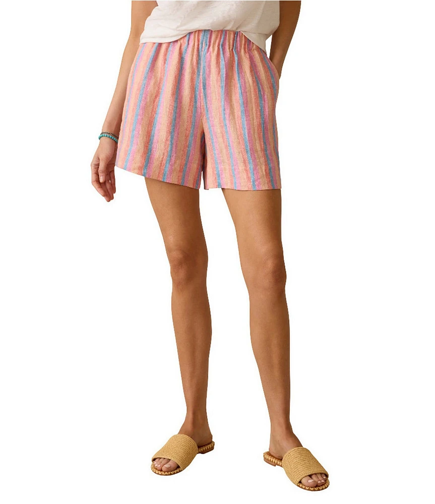 Faherty Laguna Linen Bayview Striped Mid Rise Coordinating Boxer Shorts