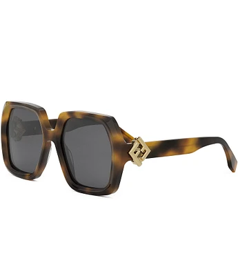 FENDI Women's FF Diamonds 53mm Havana Square Sunglasses