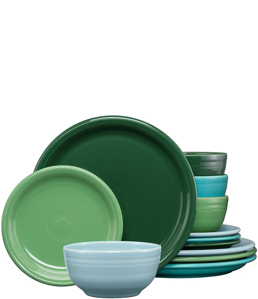 Fiesta Bistro Coupe 12-Piece Mixed Aegean Dinnerware Set, Service for 4