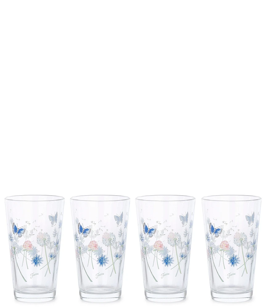 Fiesta Breezy Floral Cooler 16oz Glass, Set of 4