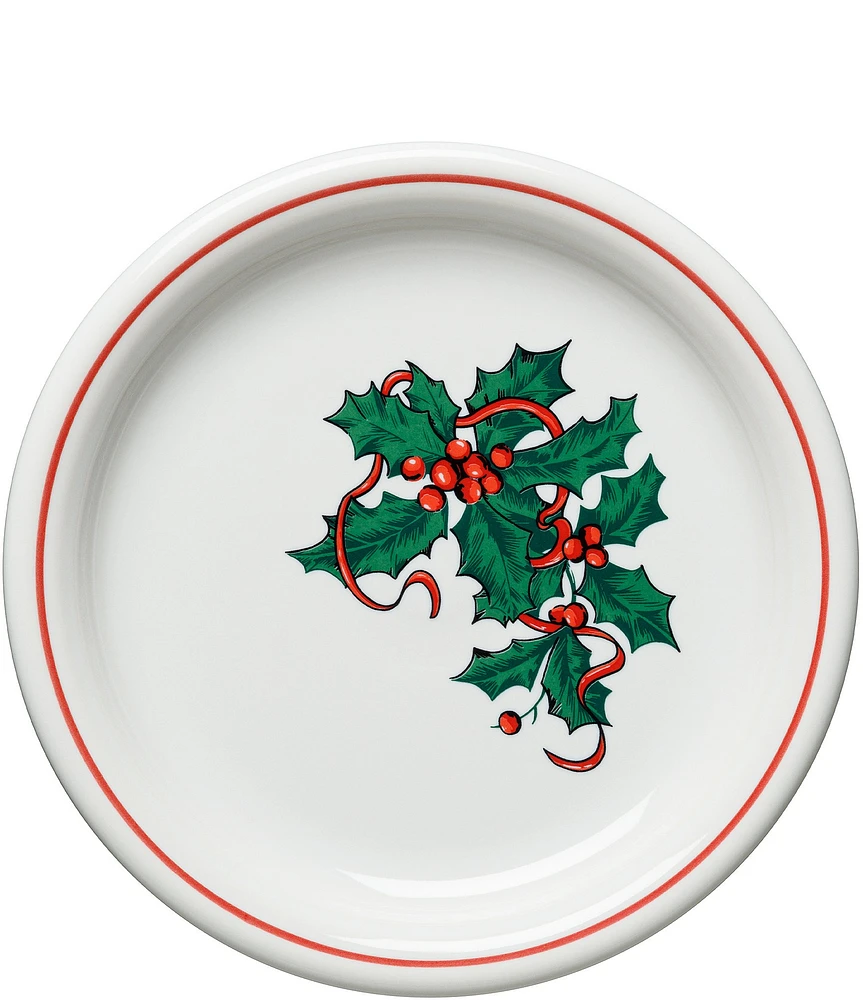 Fiesta Christmas Holly and Ribbon Bistro Salad Plate