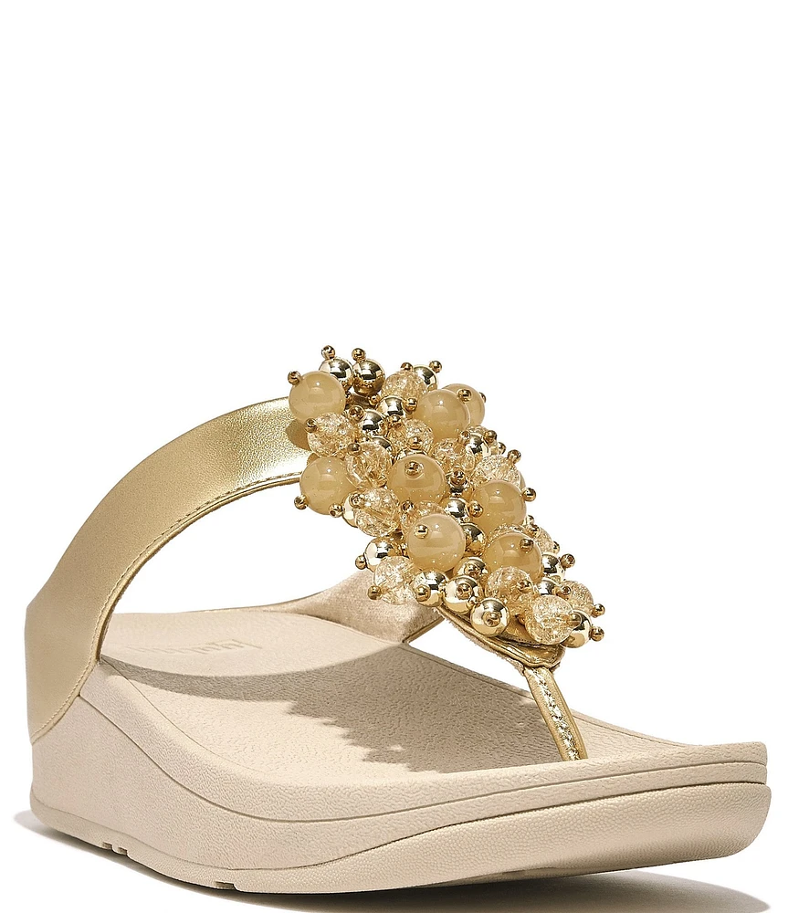 FitFlop Fino Bauble Beaded Ornament Thong Wedge Sandals