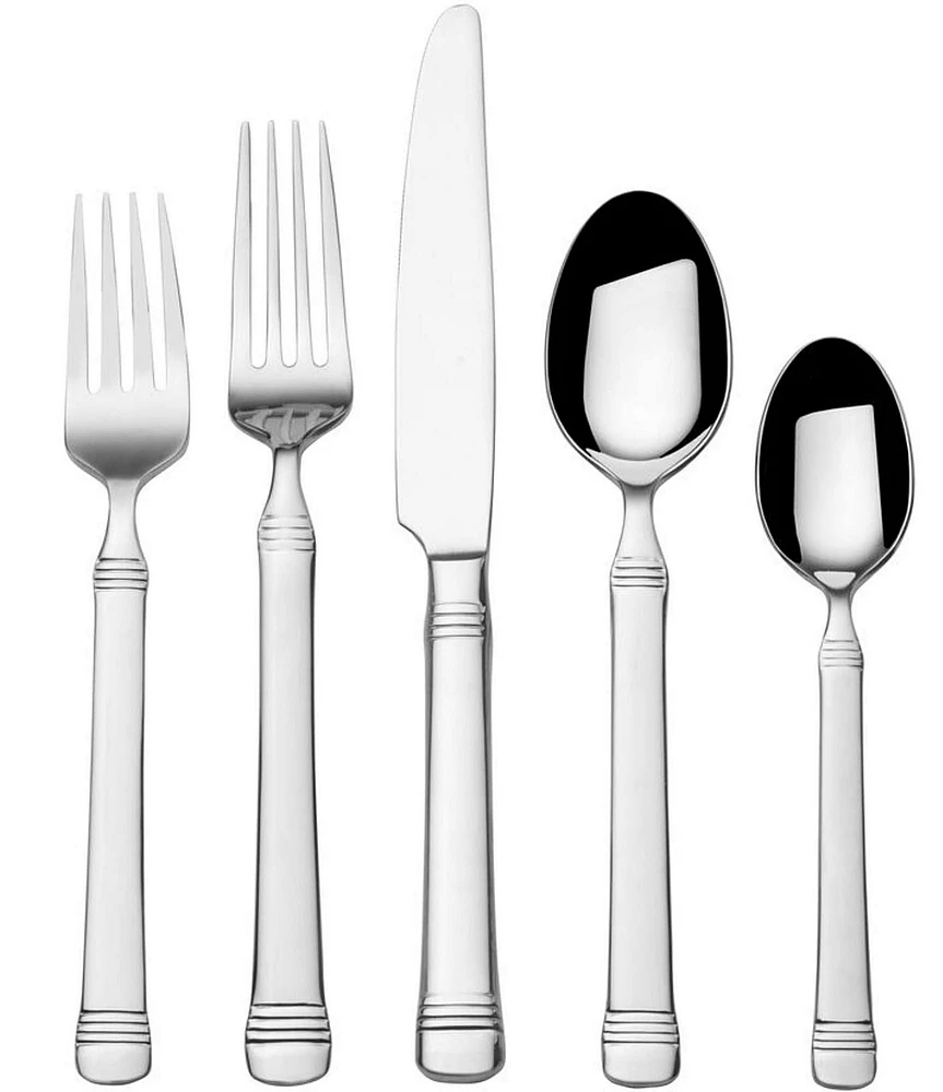 Fitz and Floyd Everyday Bistro Band 20-Piece Stainless Steel Flatware Set, Service For 4