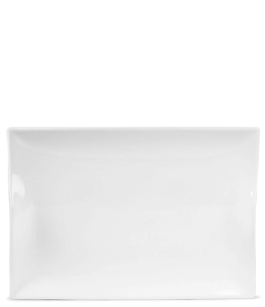 Fitz and Floyd Everyday White Rectangular Handled Serving Platter, 18.25#double;