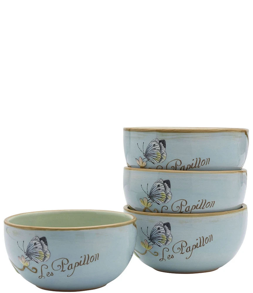 Fitz and Floyd Toulouse Blue Butterfly Small Bowls, Set of 4