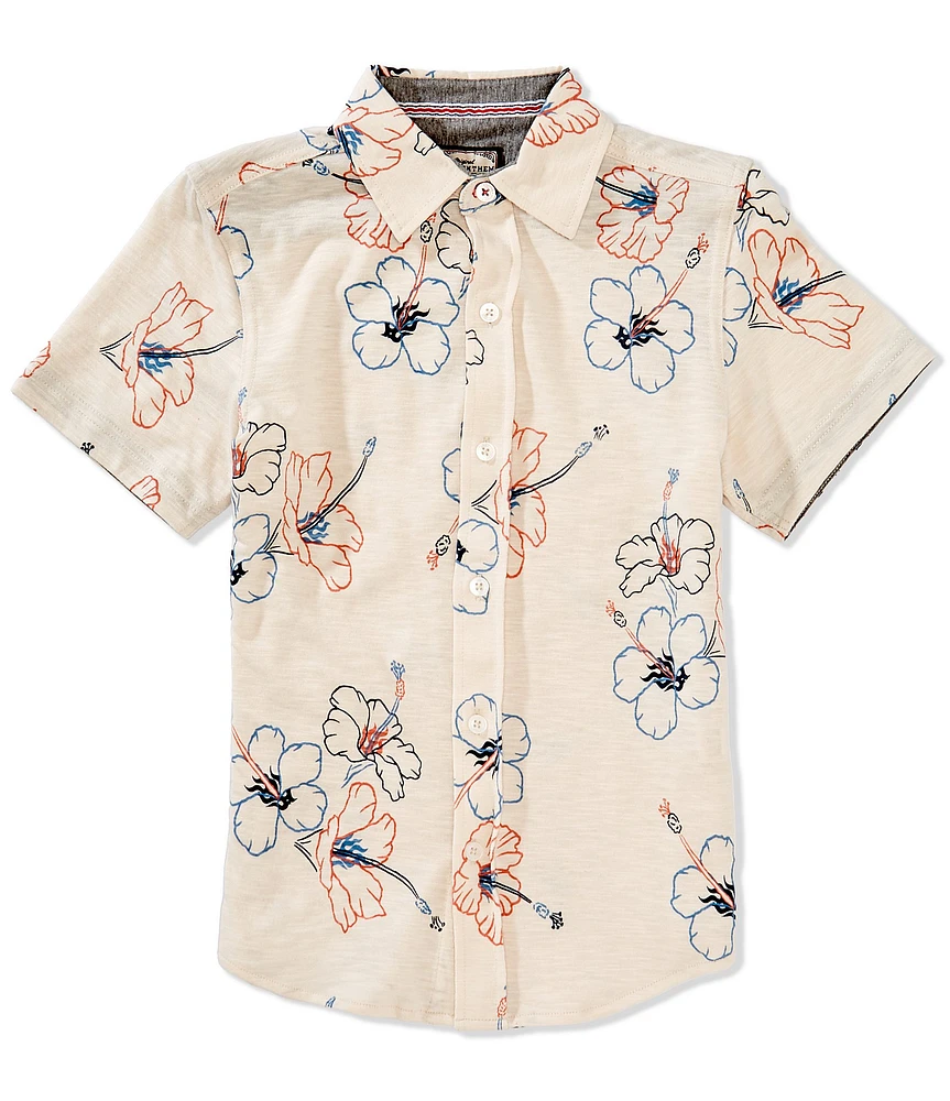 Flag and Anthem Big Boys 8-20 Short-Sleeve Collins Hibiscus-Print Woven Shirt