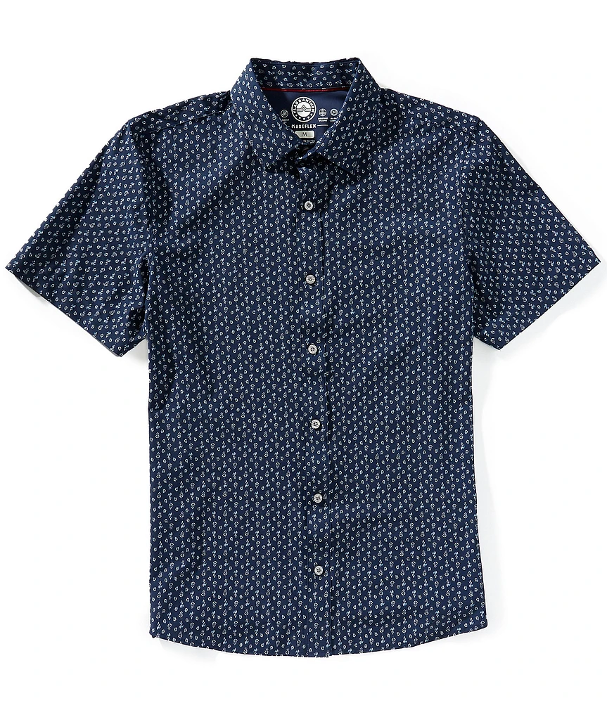Flag and Anthem Elston Leaf-Printed Short Sleeve Woven Shirt