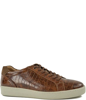 Flag LTD. Men's Cameron Crocodile Embossed Leather Lace Up Sneakers