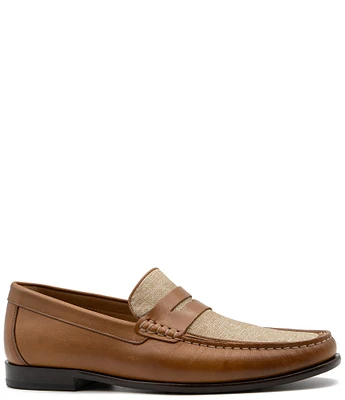 Flag LTD. Men's Vincent Linen and Leather Penny Loafers