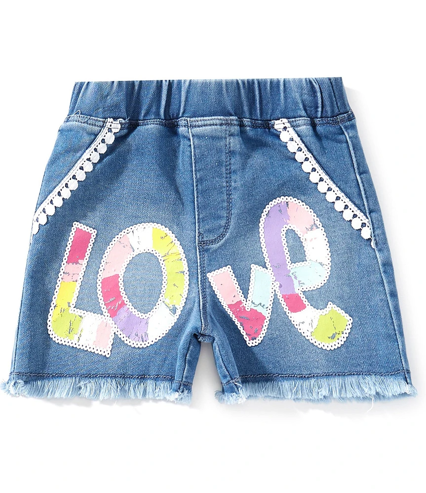 Flapdoodles Little Girls Love Sequin Shorts