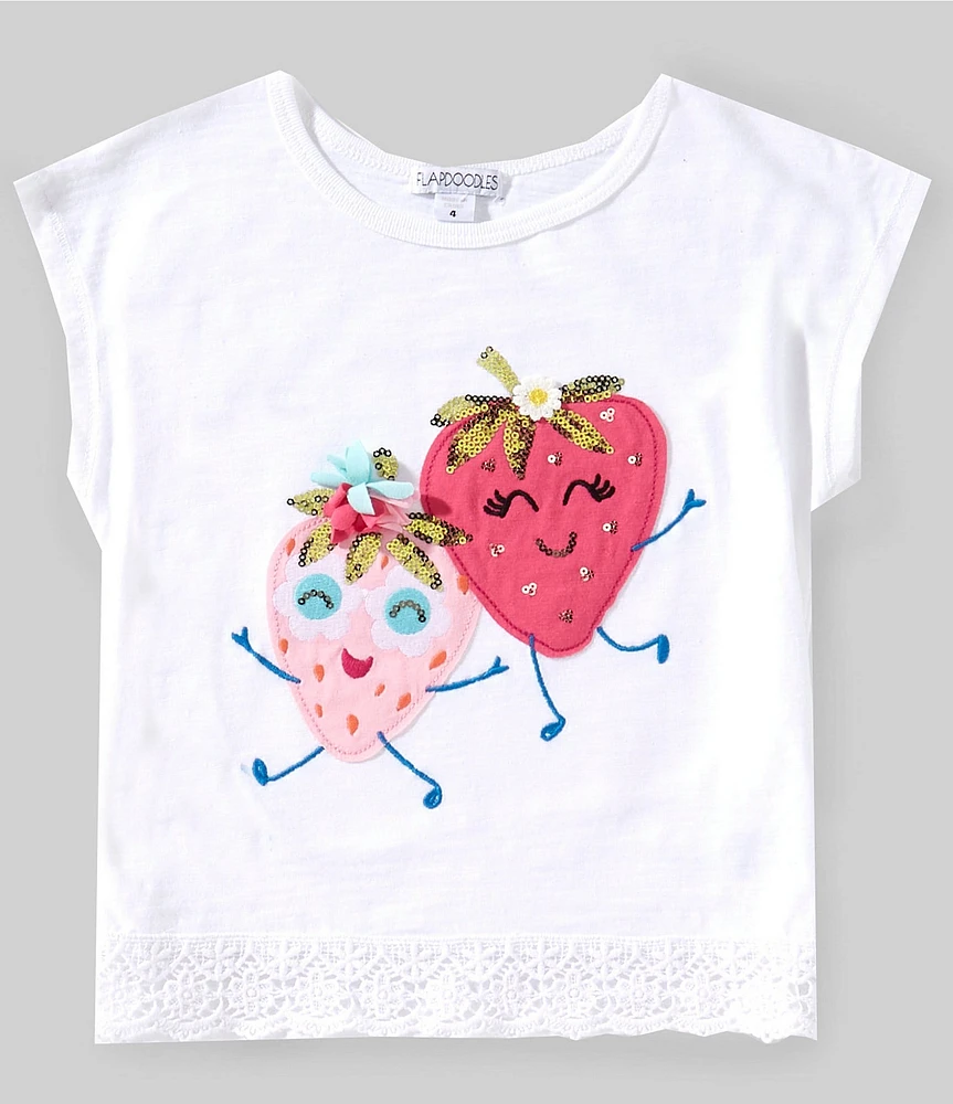 Flapdoodles Little Girls Short Sleeve Strawberry Graphic Dolman Top