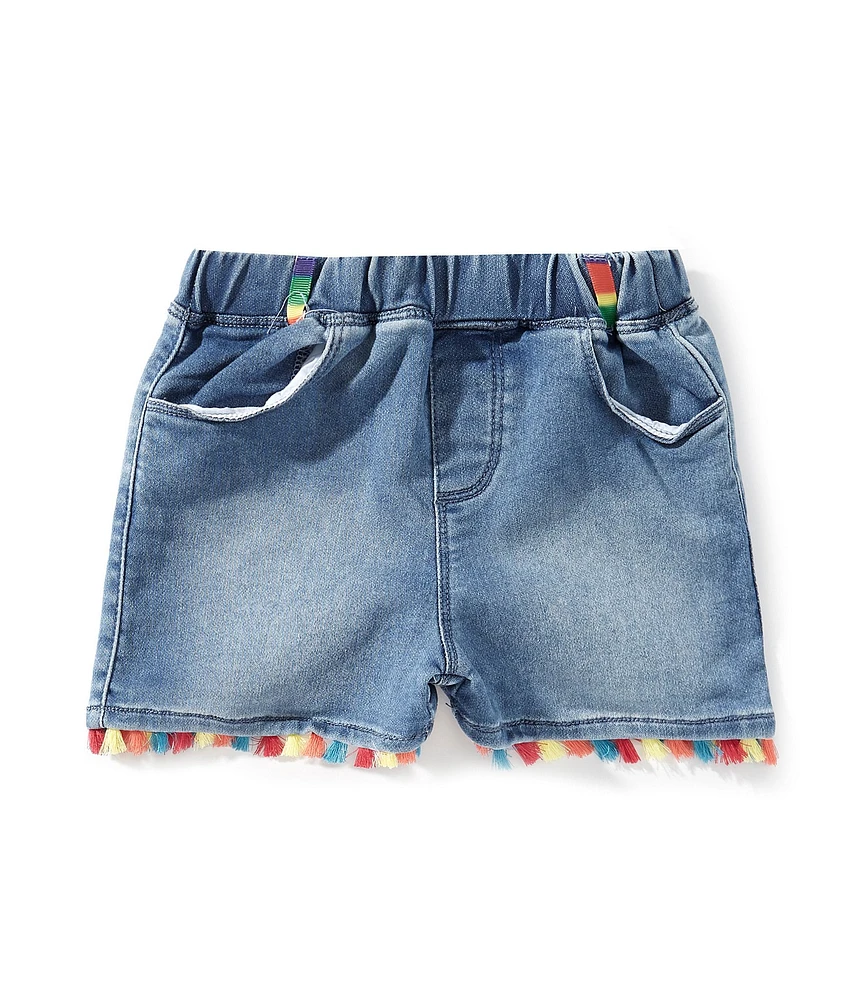 Flapdoodles Little Girls Tassel Trim Denim Shorts