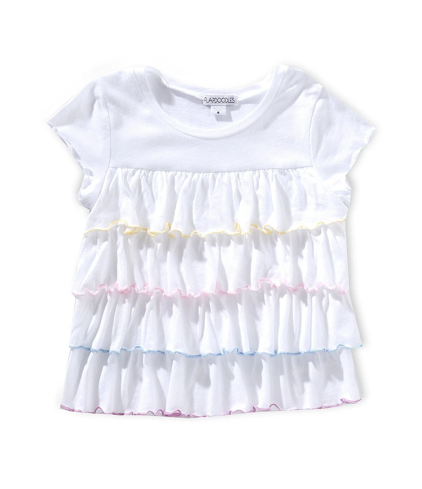 Flapdoodles Little Girls Tiered Ruffle Short Sleeve Top