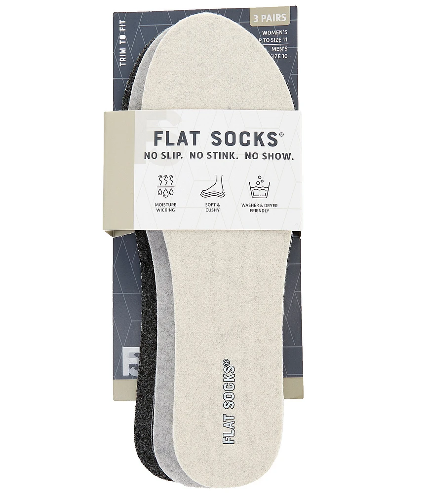 Flat Socks Micro Wool Cushioned Liners 3 Pack