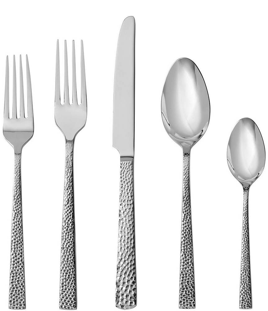 Fortessa Nomad 60-Piece Hammered Silver Stainless Steel Flatware Set