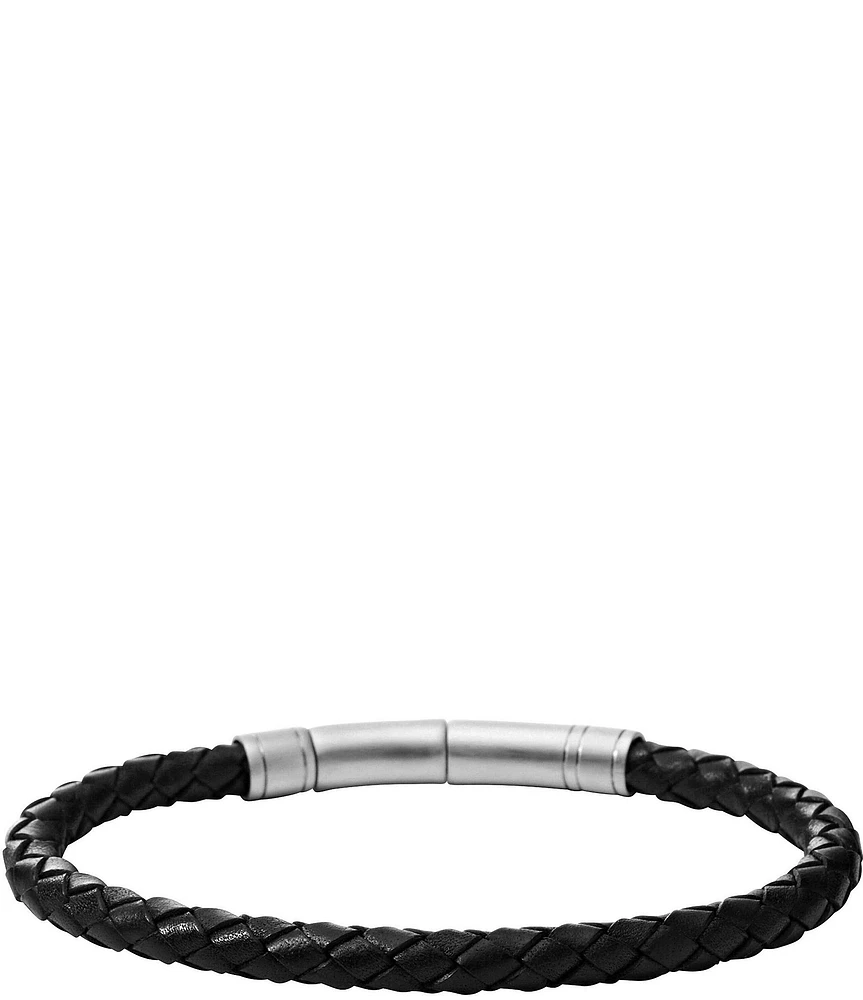 Fossil Men's Skinny Braid Leather Adjustable Bracelet