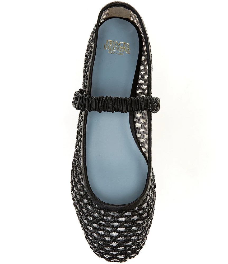 FRANCES VALENTINE Ella Raffia Mesh Mary Jane Ballet Flats