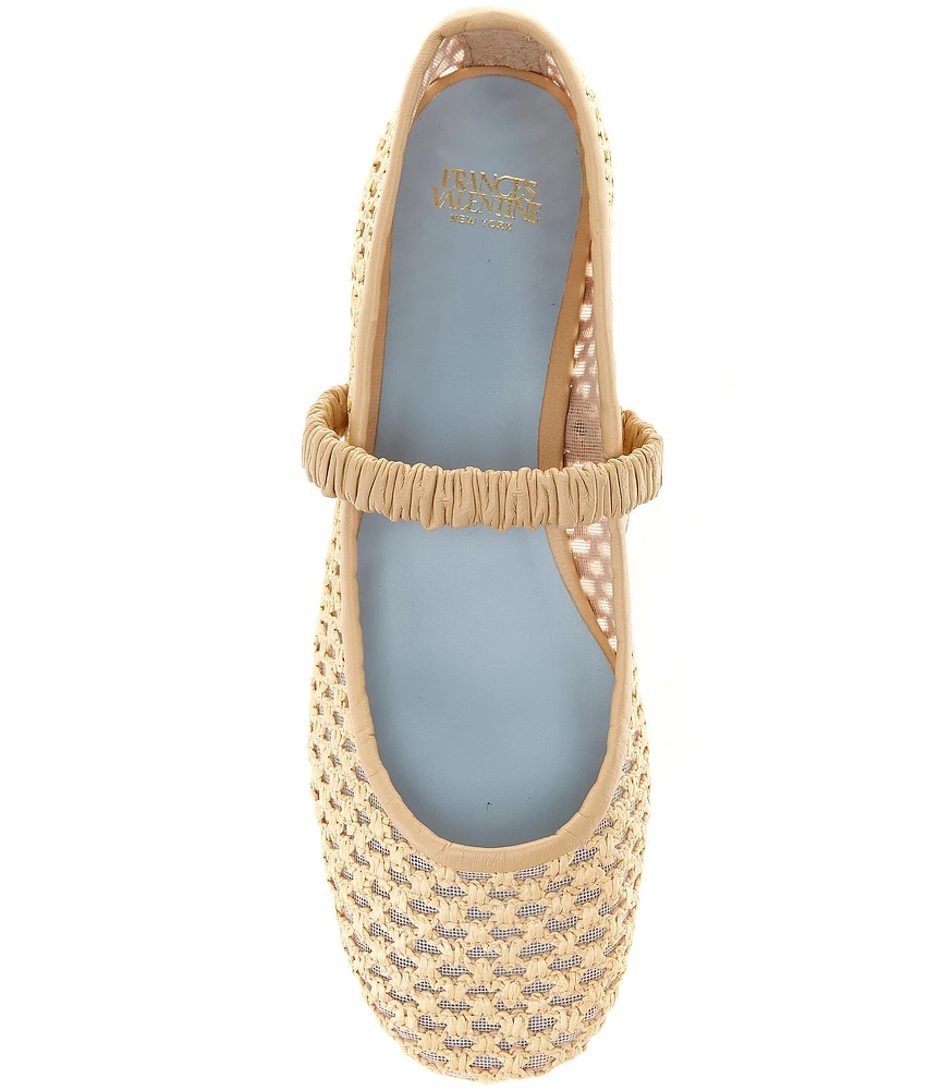 FRANCES VALENTINE Ella Raffia Mesh Mary Jane Ballet Flats