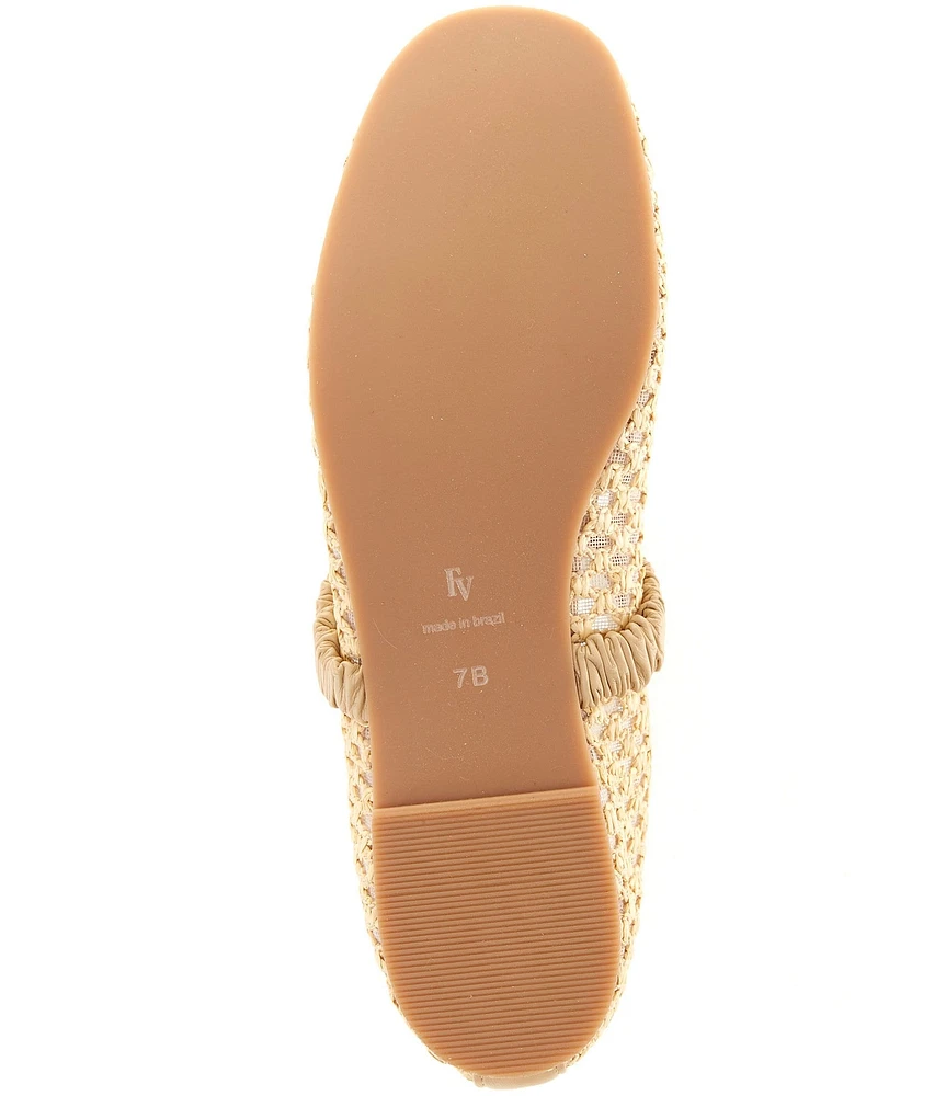 FRANCES VALENTINE Ella Raffia Mesh Mary Jane Ballet Flats