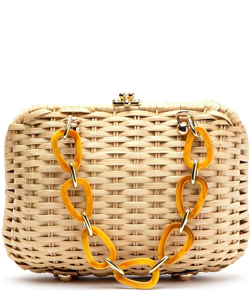 FRANCES VALENTINE Hen Wicker Chain Strap Basket Bag