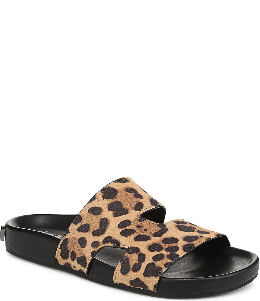 Franco Sarto Britt Leopard Print Suede Flat Sandal Slides
