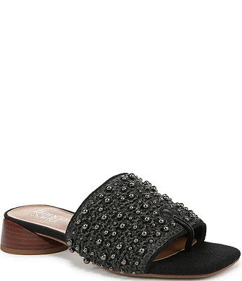 Franco Sarto Loran 3 Bead Ornamented Woven Thong Sandals