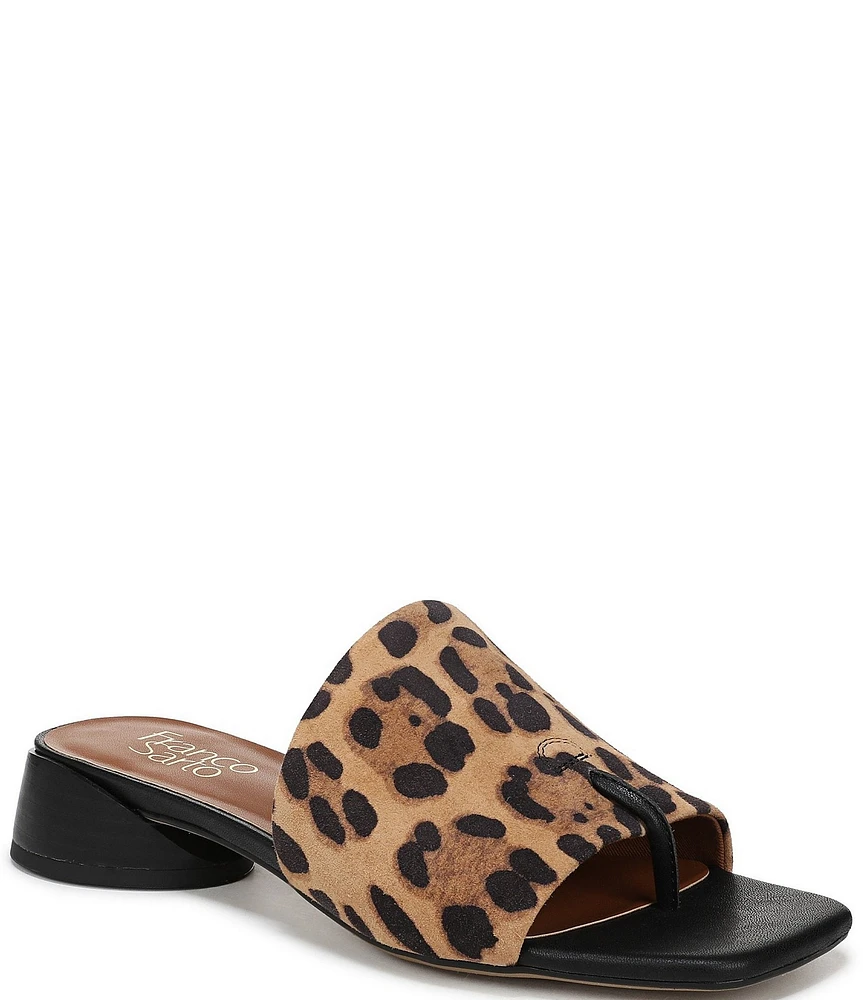 Franco Sarto Loran Leopard Print Suede Thong Slide Sandals