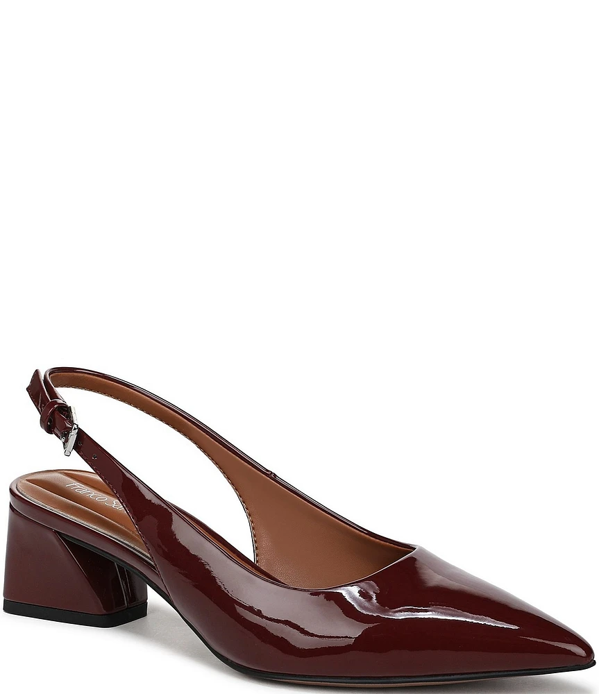 Franco Sarto Racer Patent Slingback Block Heel Pumps