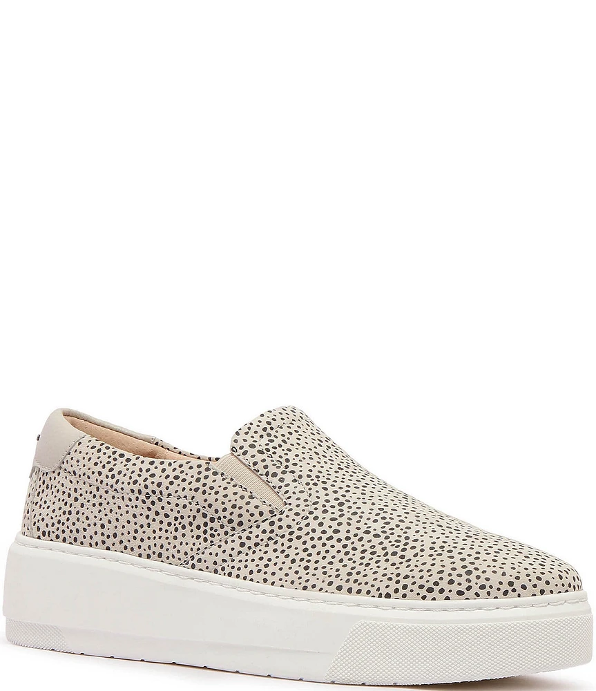 FRANKIE4 Maxwell Leopard Spot Print Suede Slip On Platform Sneakers