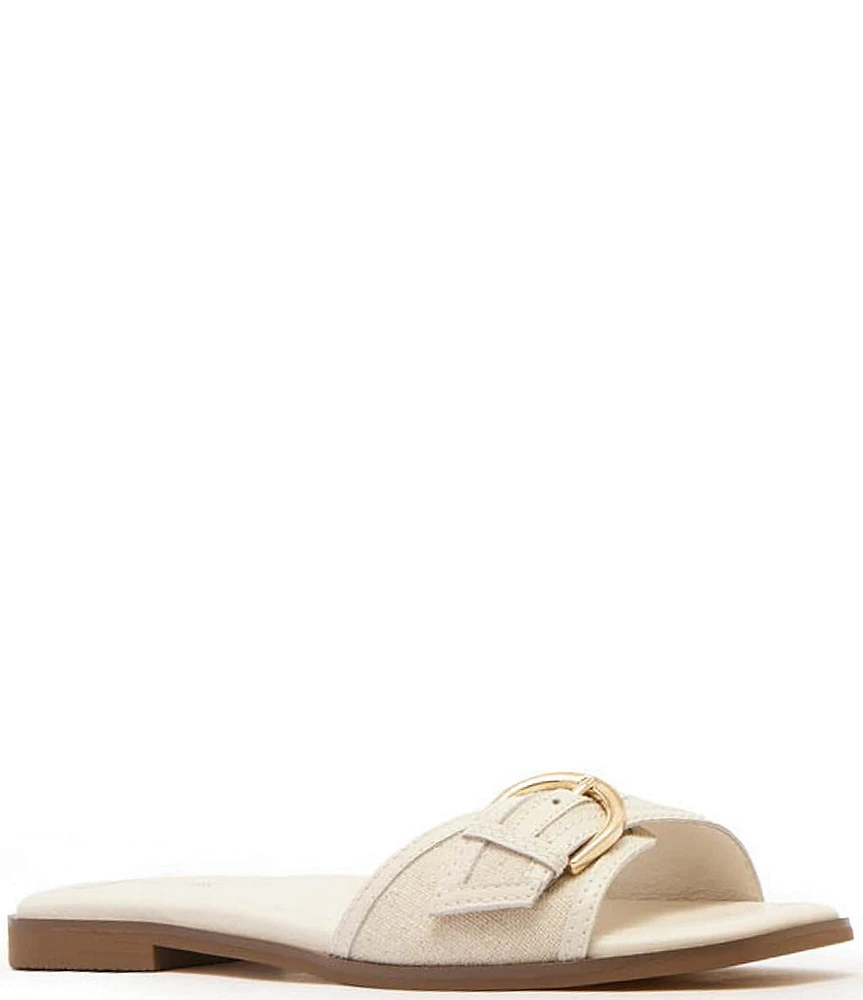 FRANKIE4 Tate Linen Buckle Hardware Slide Sandals