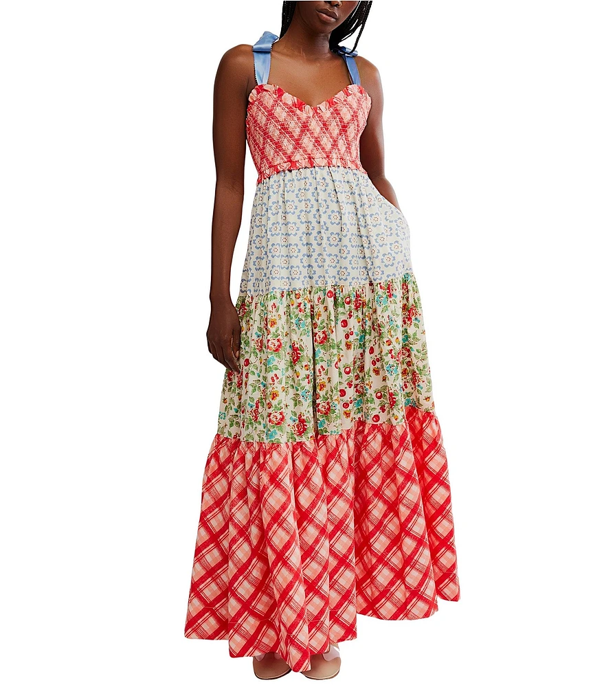 Free People Bluebell Floral Print V-Neck Sleeveless Maxi Dress