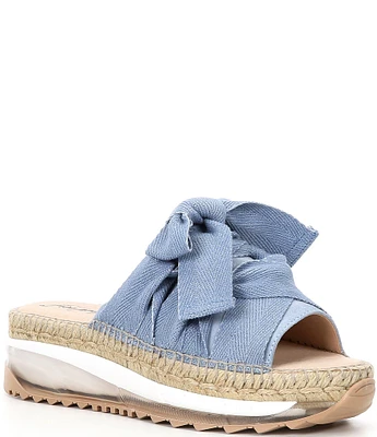 Free People Chapmin Bow Espadrille Platform Wedge Slide Sandals