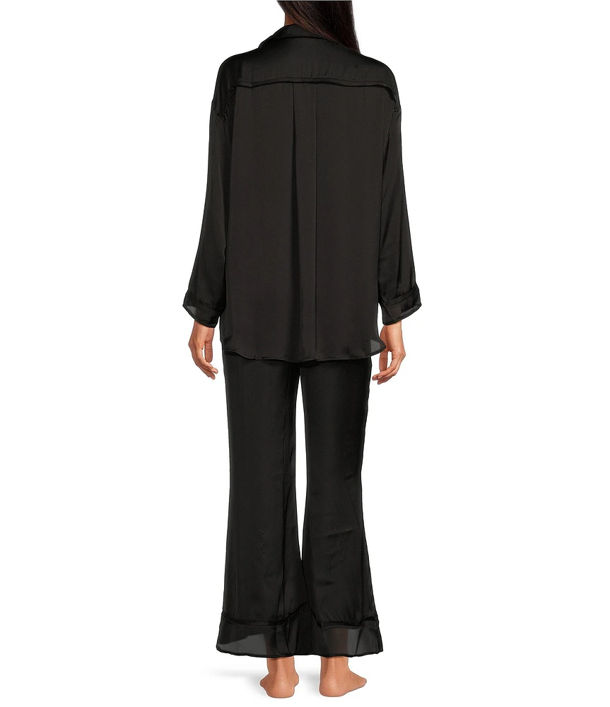 Free People Dreamy Days Solid Lightweight Satin Oversized Pajama Set