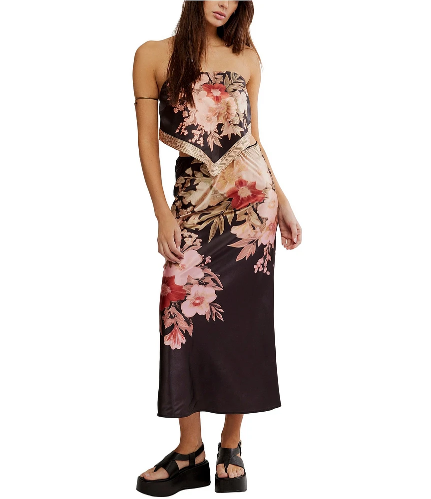 Free People Fabian Floral Print Strapless Asymmetrical Bandana 2-Piece Skirt Set