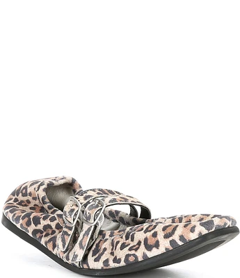 Free People Gemini Suede Leopard Print Buckle Mary Jane Ballet Flats
