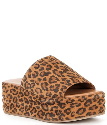 Free People Harbor Leopard Print Suede Platform Slide Sandals