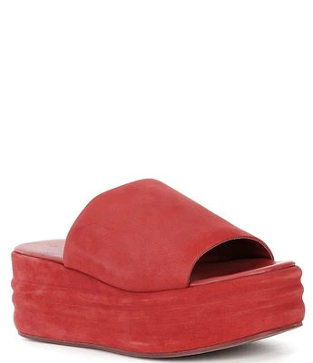 Free People Harbor Suede Platform Slide Sandals