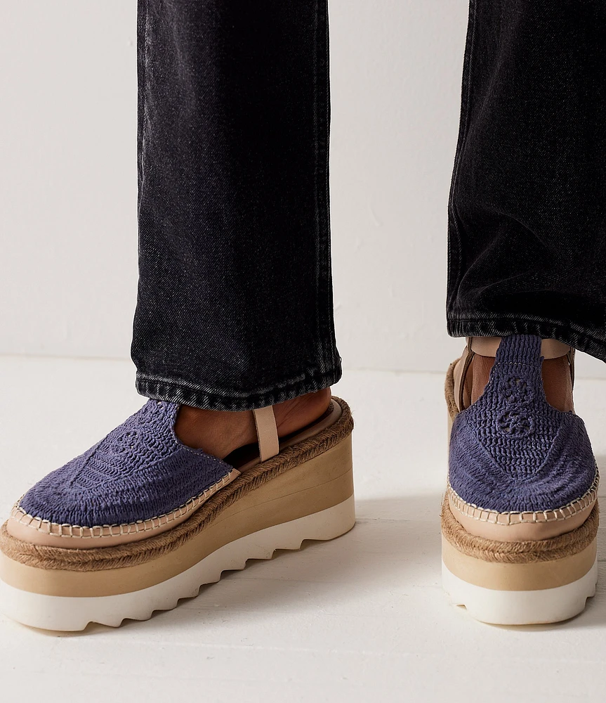 Free People Morning In Mykonos Crochet Platform Espadrille Wedges