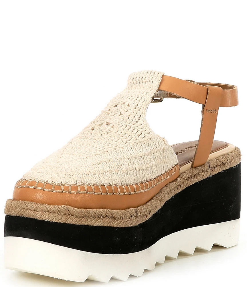 Free People Morning In Mykonos Crochet Platform Espadrille Wedges
