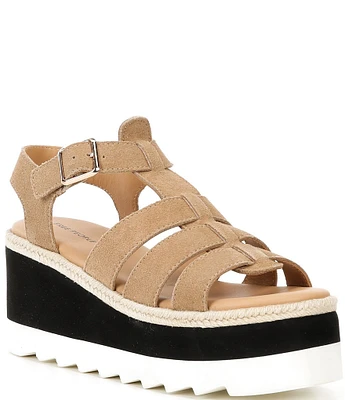 Free People Mykonos Suede Fisherman Platform Wedge Sandals