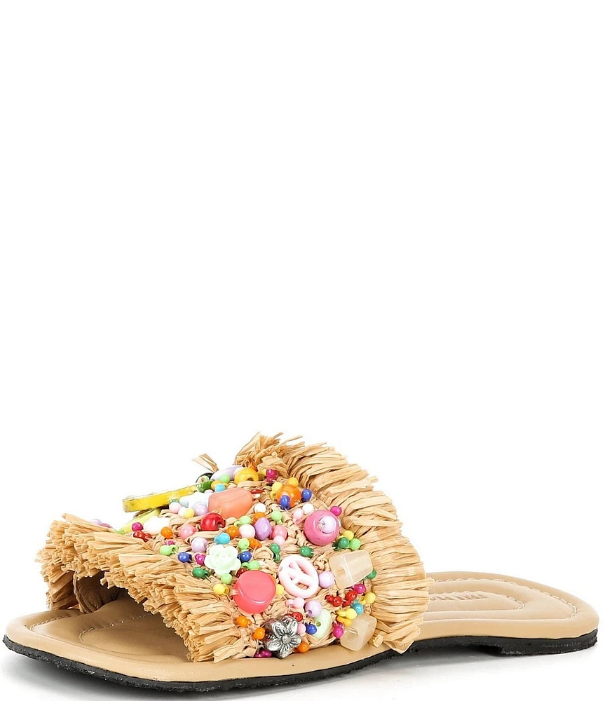 Free People Shipwrecked Raffia Beaded Ornament Slide Sandals