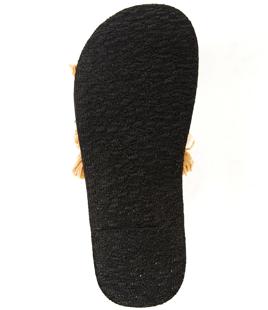 Free People Shipwrecked Raffia Beaded Ornament Slide Sandals