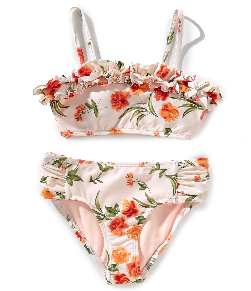 GB Big Girls Floral Bandeau Bralette Two-Piece Swimsuit